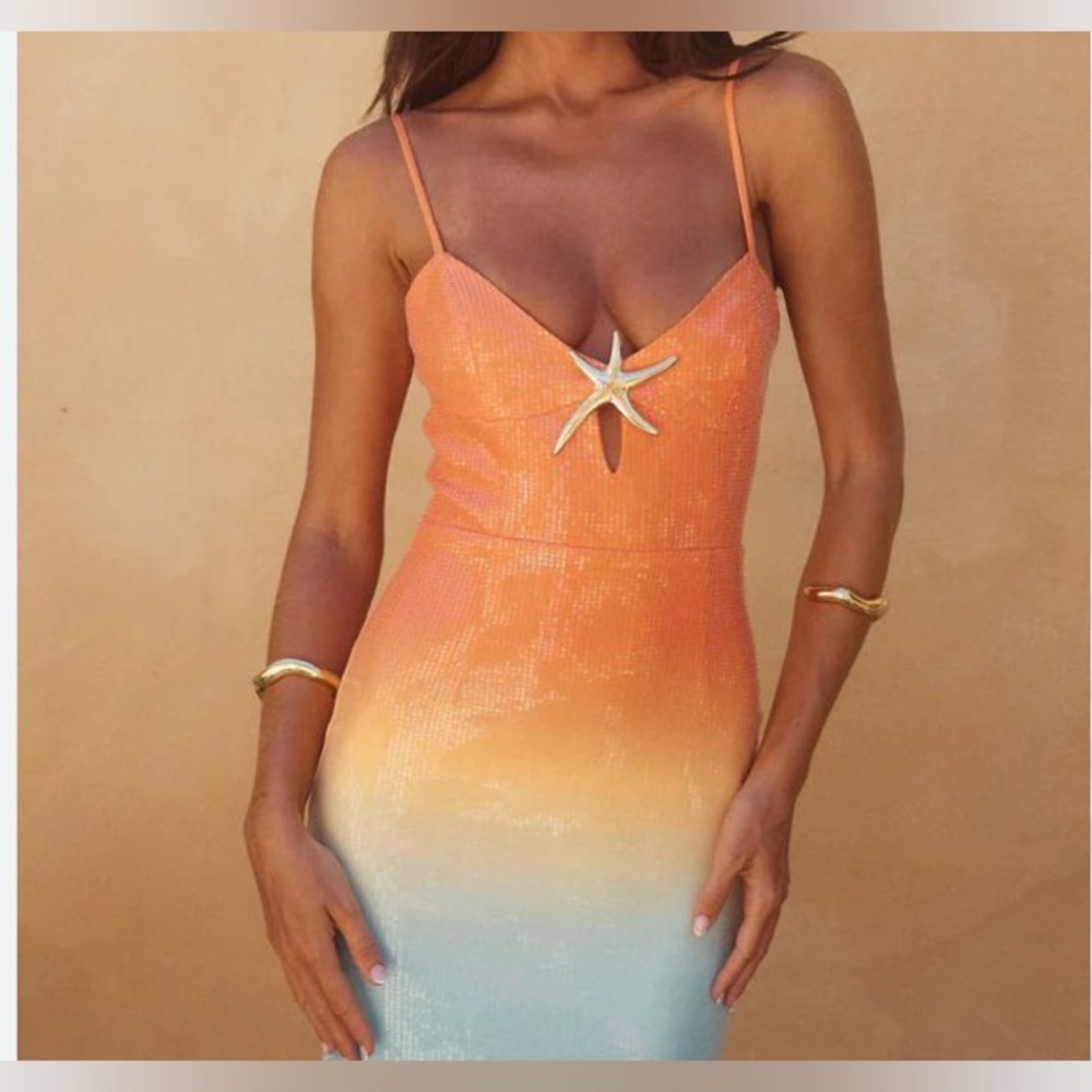 Runaway Orange Ombre Sequin Women’s Dress
